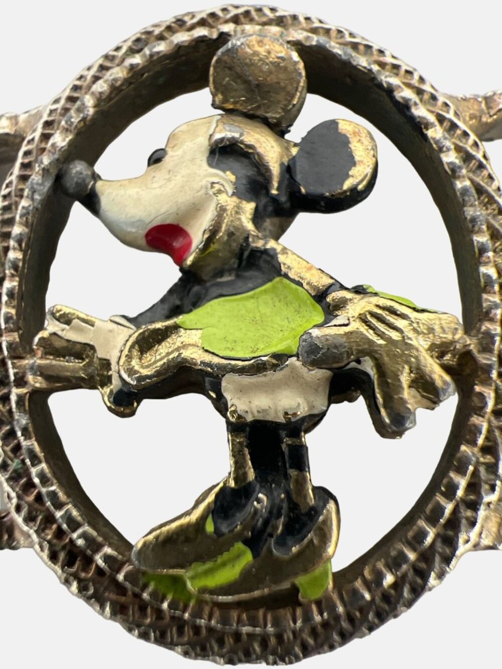 Vintage Minnie Mouse Child / Baby Belt Buckle Enameled Silver Tone Metal 1.25" - Picture 4 of 4